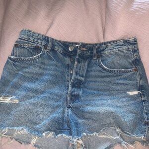 Zara Blue Distressed Jean Shorts